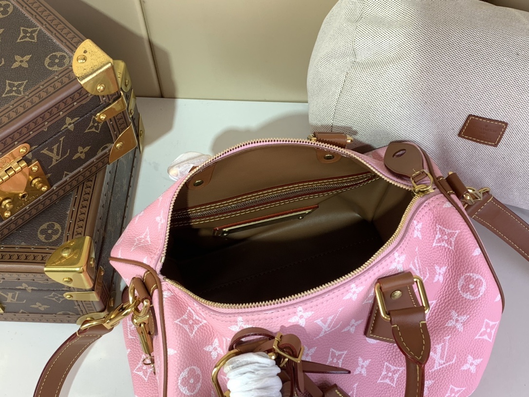 【SPEEDY BANDOULIÈRE30 手袋 】M14064粉色/棕(全皮)本款 Speedy Ba