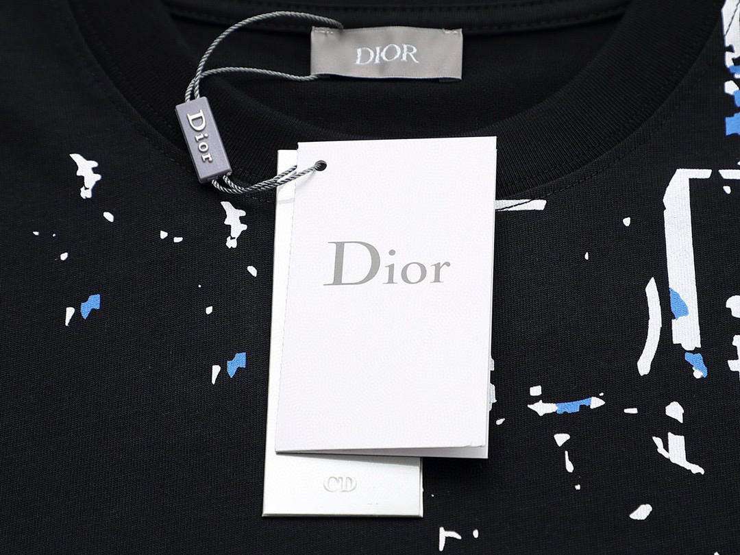 迪奥/Dior 夏季新款 泼墨字母印花圆领短袖T恤