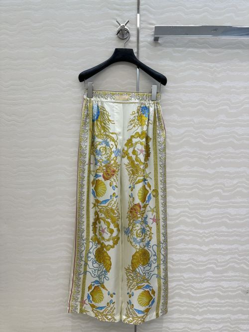 VE 25s Spring/Summer Ocean Silk Wide Leg Pants with Coral Starfish Print 1 VE 25s Spring/Summer Ocean Silk Wide Leg Pants with Coral Starfish Print