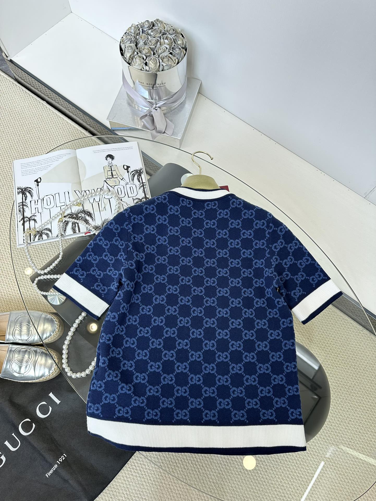 Gucci Women's Blue Jersey Knit T-Shirt with GG Embossed Logo - 2024 2 i1747678615 5675 1