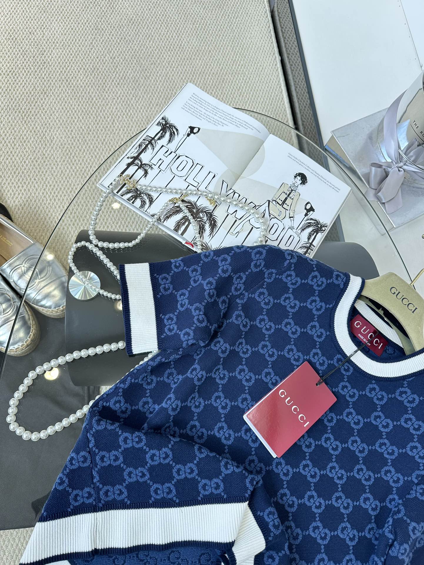Gucci Women's Blue Jersey Knit T-Shirt with GG Embossed Logo - 2024 6 i1747678615 7151 5