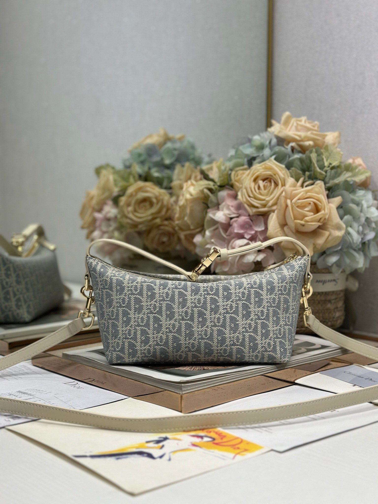 Dior Travel Nomad Handbag Gray Dior Oblique Canvas with Shoulder Strap 4 i1747728253 2886 3