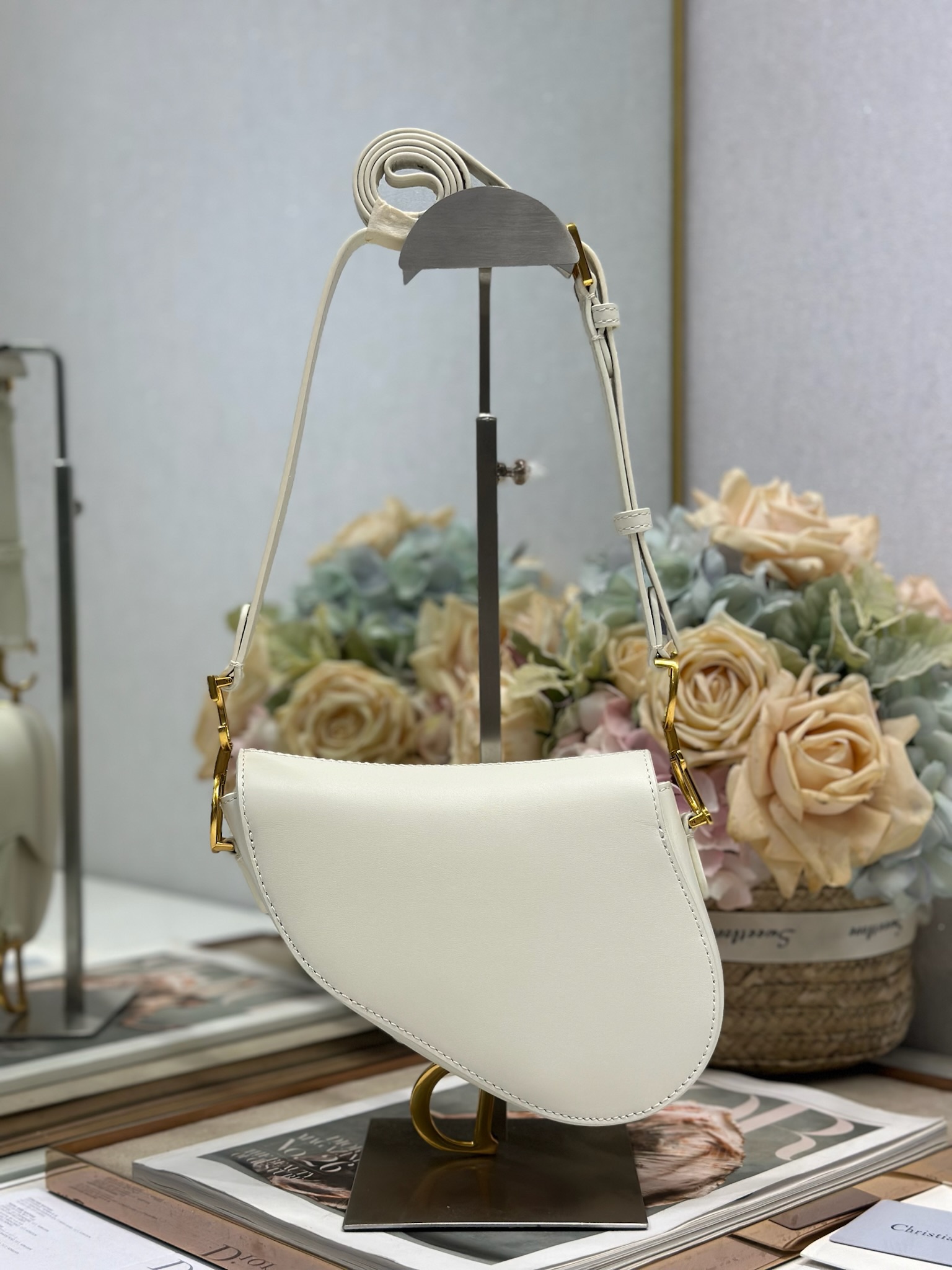 Dior White Mini Soft Saddle Bag with Strap - Iconic Design, Premium Leather 4 i1747729481 6968 2