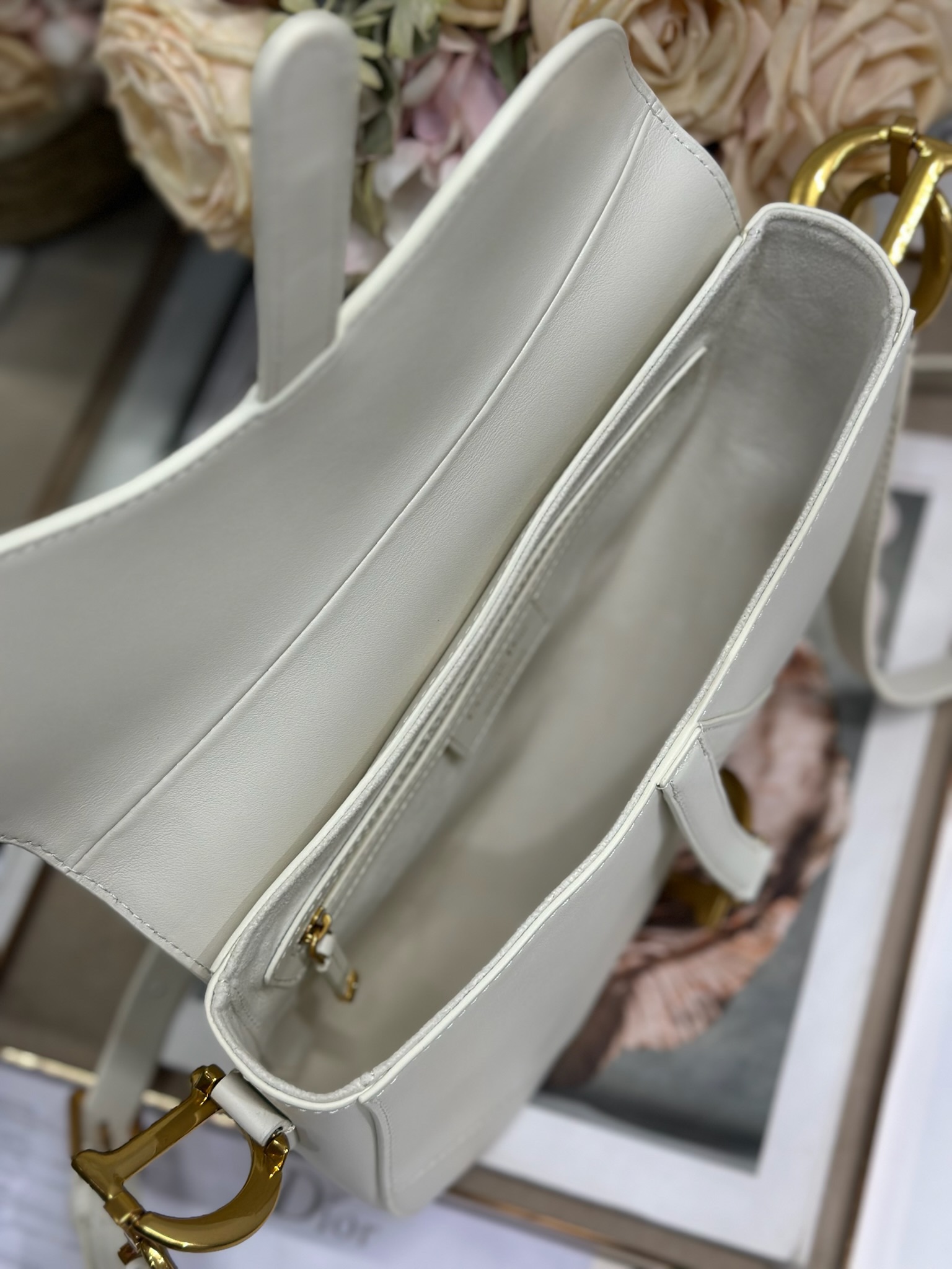 Dior Soft Saddle Bag, White Leather, Medium Size with Adjustable Strap 8 i1747729670 6384 6