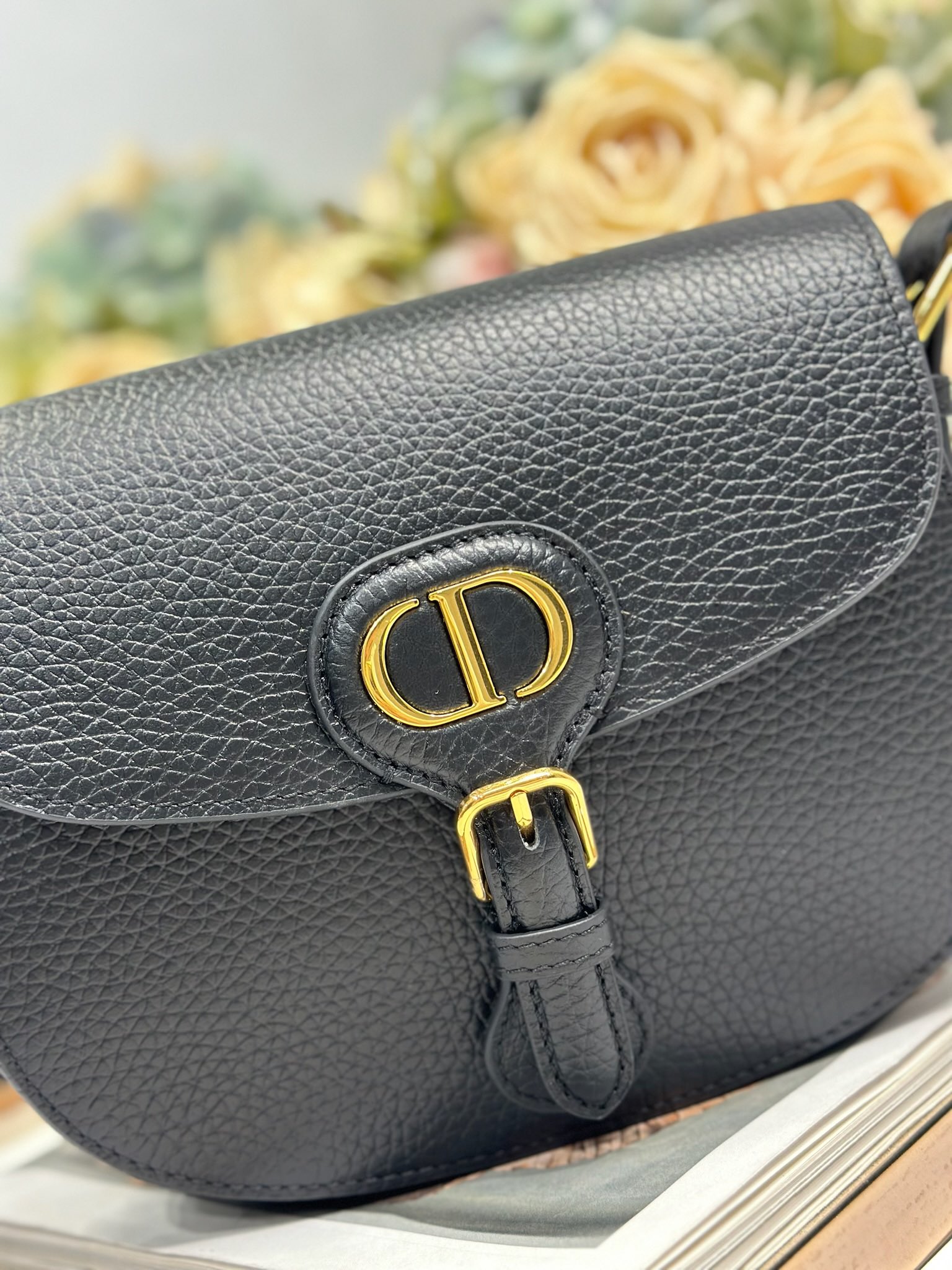Dior Bobby Medium Bag Black Grained Calfskin Leather Crossbody Handbag 5 i1747735193 1228 3
