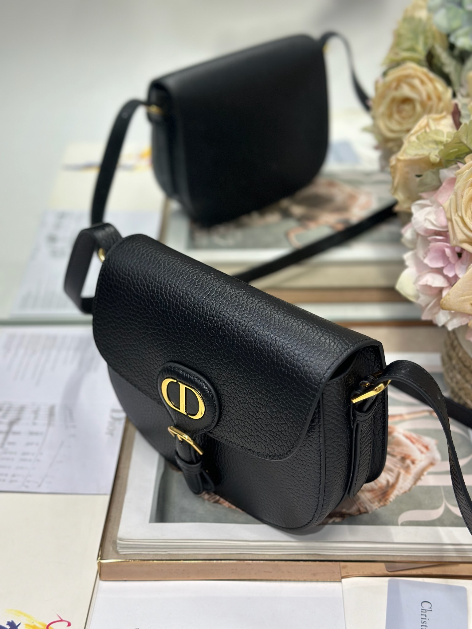 Dior Bobby Medium Bag Black Grained Calfskin Leather Crossbody Handbag 4 i1747735193 6280 2
