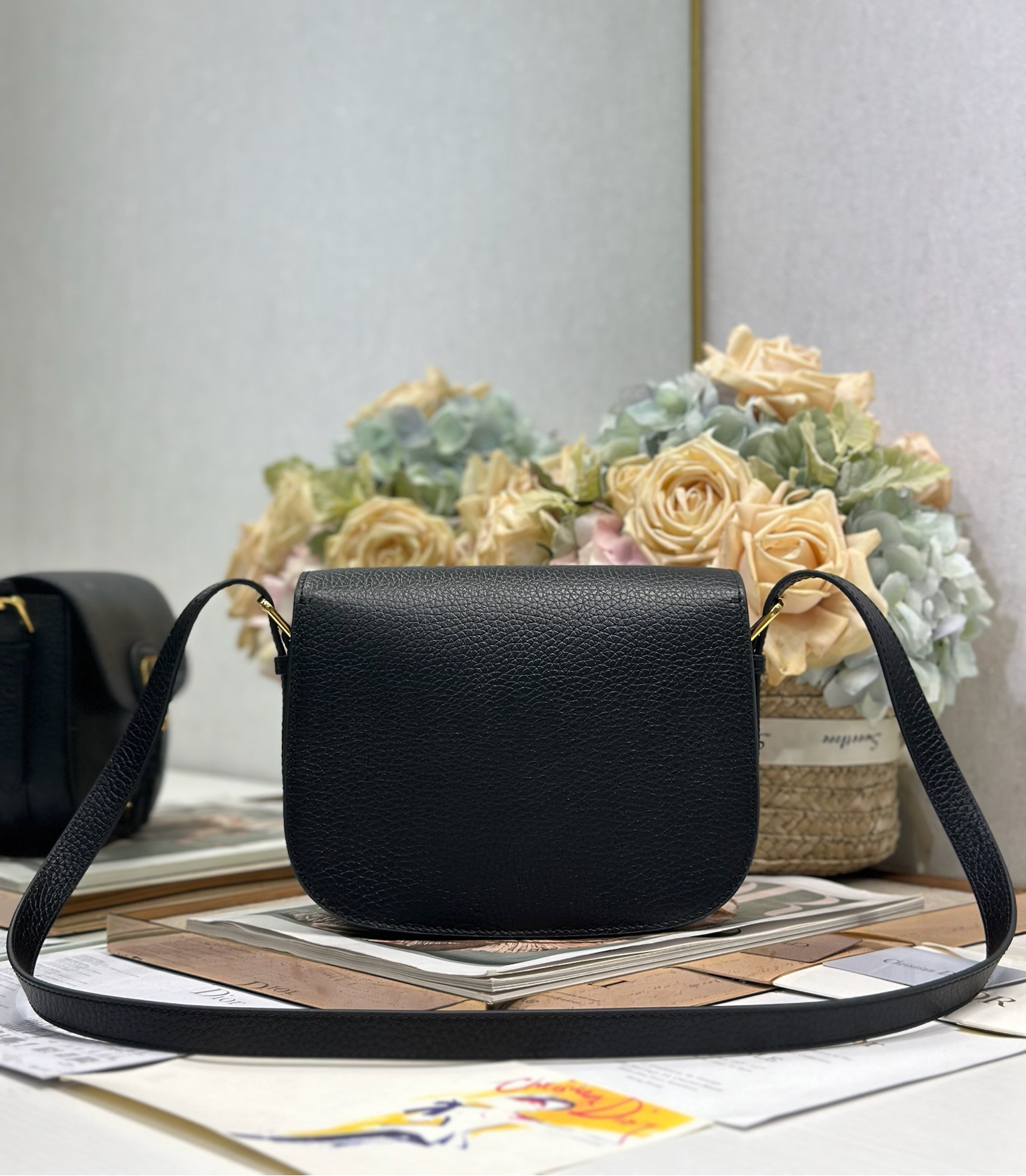 Dior Bobby Medium Bag Black Grained Calfskin Leather Crossbody Handbag 6 i1747735193 8558 4