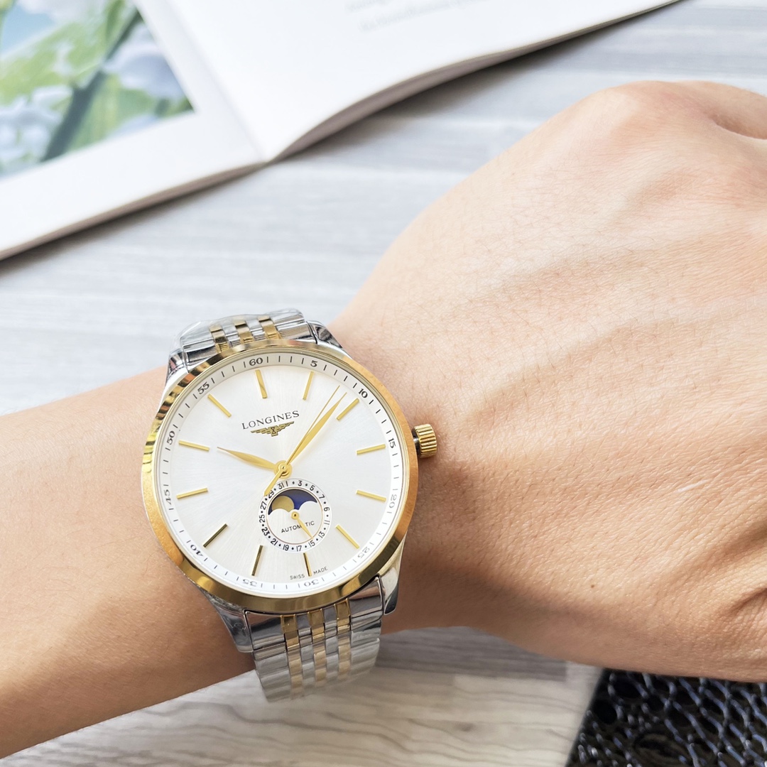 NO:336702,White shell and gold shell steel belt 20 [Latest] Longines three-pin design [Type] boutique men's watch [Watch strap] real cowhide strap ///316 stainless steel strap (comfortable and durable) [Movement] High-end fully automatic mechanical movement [Mirror] Mineral reinforced glass (higher definition) Elegant taste, vast and atmospheric, ingenious, wrist treasure, size diameter 41mm thick 12Mm hot sale!  Welcome to reprint!  longines cowhide19860909白壳金壳 钢带20【最新】浪琴三针设计【类型】精品男士腕表【表带】真牛皮表带///316精钢表带（舒适耐用）【机芯】高端全自动机械机芯【镜面】矿物质强化玻璃（更高清） 品味高雅 浩瀚大气 匠心独运 腕间瑰宝 尺寸直径41mm厚12Mm热卖上市！欢迎转载！,,longines,cowhide,Watch