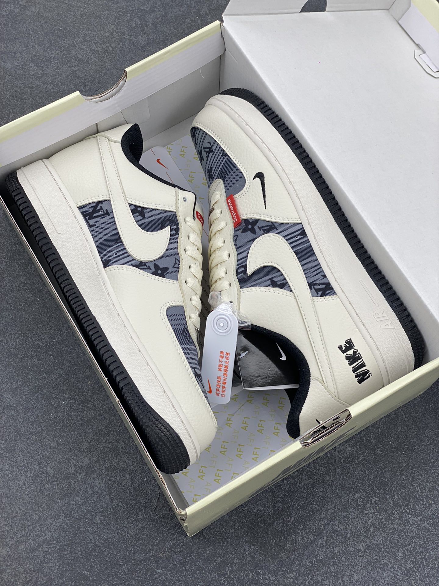 图片[9]-NIke Air Force 1 \’07 Low “Supreme联名”空军一号 低帮 运动鞋 休闲鞋 折边针车 工艺难度大 原楦头原纸板 原装鞋盒 定制五金配件 内置全掌气垫 原厂鞋底 货号：BZ68808-108 尺码：36 36.5 37.5 38 38.5 39 40 40.5 41 42 42.5 43 44 44.5 45-选品中心