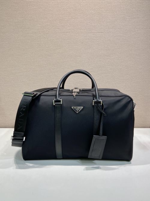 Prada Re-Nylon Travel Bag with Saffiano Leather Trim, 45x27x23cm 1 Prada Re-Nylon Travel Bag with Saffiano Leather Trim, 45x27x23cm