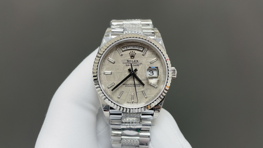 Rolex Day-Date 36mm Silver Dial Stainless Steel Watch with Diamond Accents 1 Rolex Day-Date 36mm Silver Dial Stainless Steel Watch with Diamond Accents