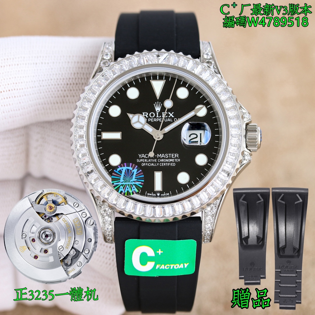 NO:336829,Factory C all-in-one machine: new products, new, new, new, new, factory C clean, highest cost-effectiveness, popular styles, Rolex ROLEX Yacht Mingshi series T-shaped rock sugar diamond candy diamond, jewelry-grade inlaid natural diamond craft 42mm rainbow yacht ① Correct the time adjustment direction, movement reverse time callback calendar, calendar jump instantly, consistent with the original version; ② Exclusive customized integrated movement movement, super long 72 hours kinetic energy; ③ Upgrade the original substitute grade tape, the tape uses natural fluoroelastic tape, size, softness, material, feel, workmanship details, new upgrade synchronous original product Produced by C clean, must be fine, every extreme detail is the sincerity of ingenious development, fast button adjustment extension function, original version is consistent; watch code W4789518, watch button code 7CD three-code in one, matched with Nfc  Induction card, exquisite recommendation for men's mechanical watch, rolex19860909C厂一体机: 新品,上新,上新,上新,c厂clean,最高性价比,热门款式, 劳力士 ROLEX 游艇名仕系列T型冰糖钻糖果钻,珠宝级镶嵌天然钻石工艺42mm彩虹游艇 ①修正调时方向,机芯逆时回调日历,日历瞬跳,与原版一致； ②独家定制一体机机芯,超长72小时动能； ③升级原版代用级别胶带,胶带使用天然氟橡胶带,尺寸,柔软度,材料,手感,做工细节,全新升级同步原装 C厂clean出品,必然精品,每一个极致的细节都是匠心开发的诚意,扣子快调延伸功能,原版一致；腕表编码W4789518,腕表扣码7CD三码合一,搭配Nfc 感应卡,精致推荐男士机械腕表,,rolex,Watch