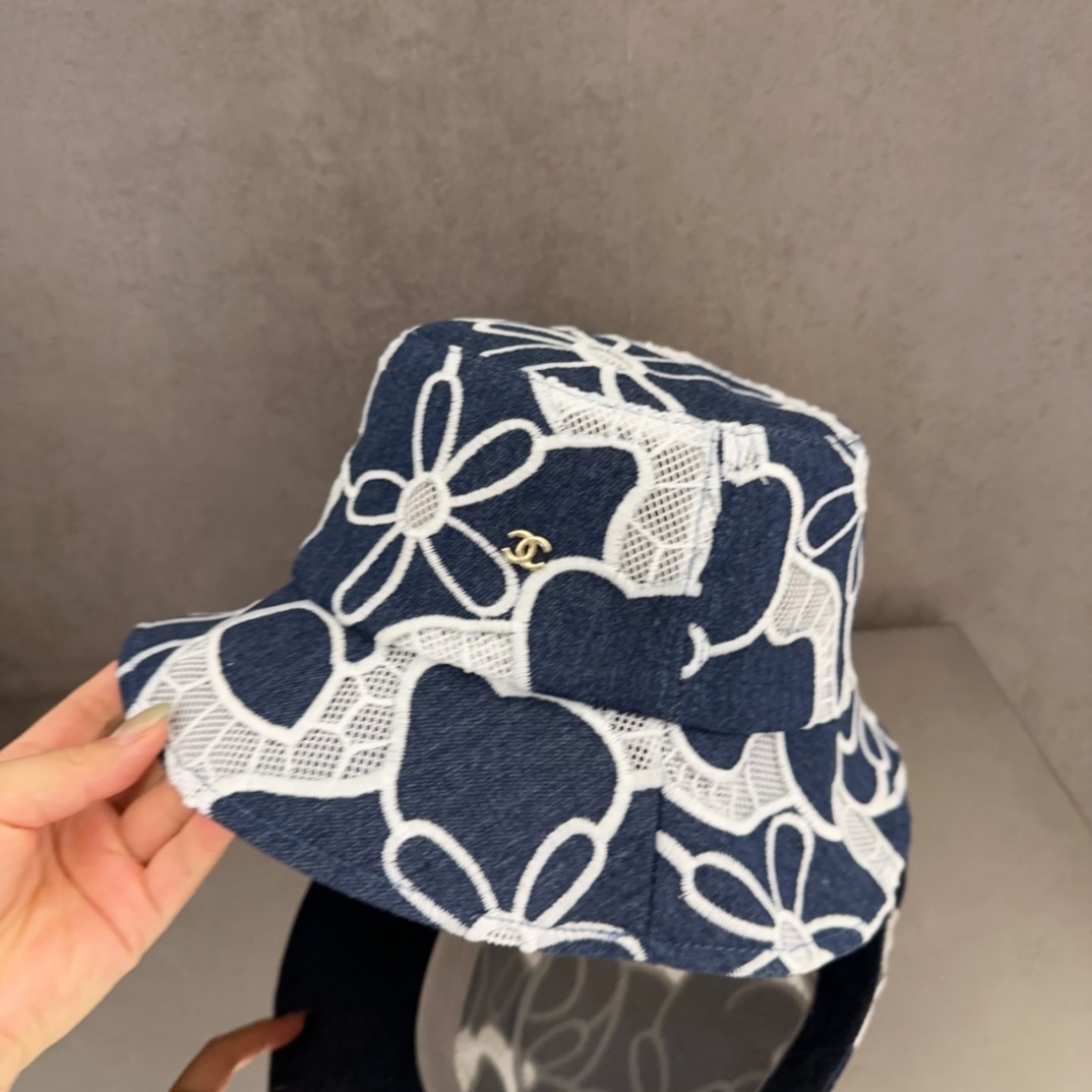 Chanel Denim Blue Vintage Floral Bucket Hat, Holiday Travel Essential 3 i1747848312 3622 1