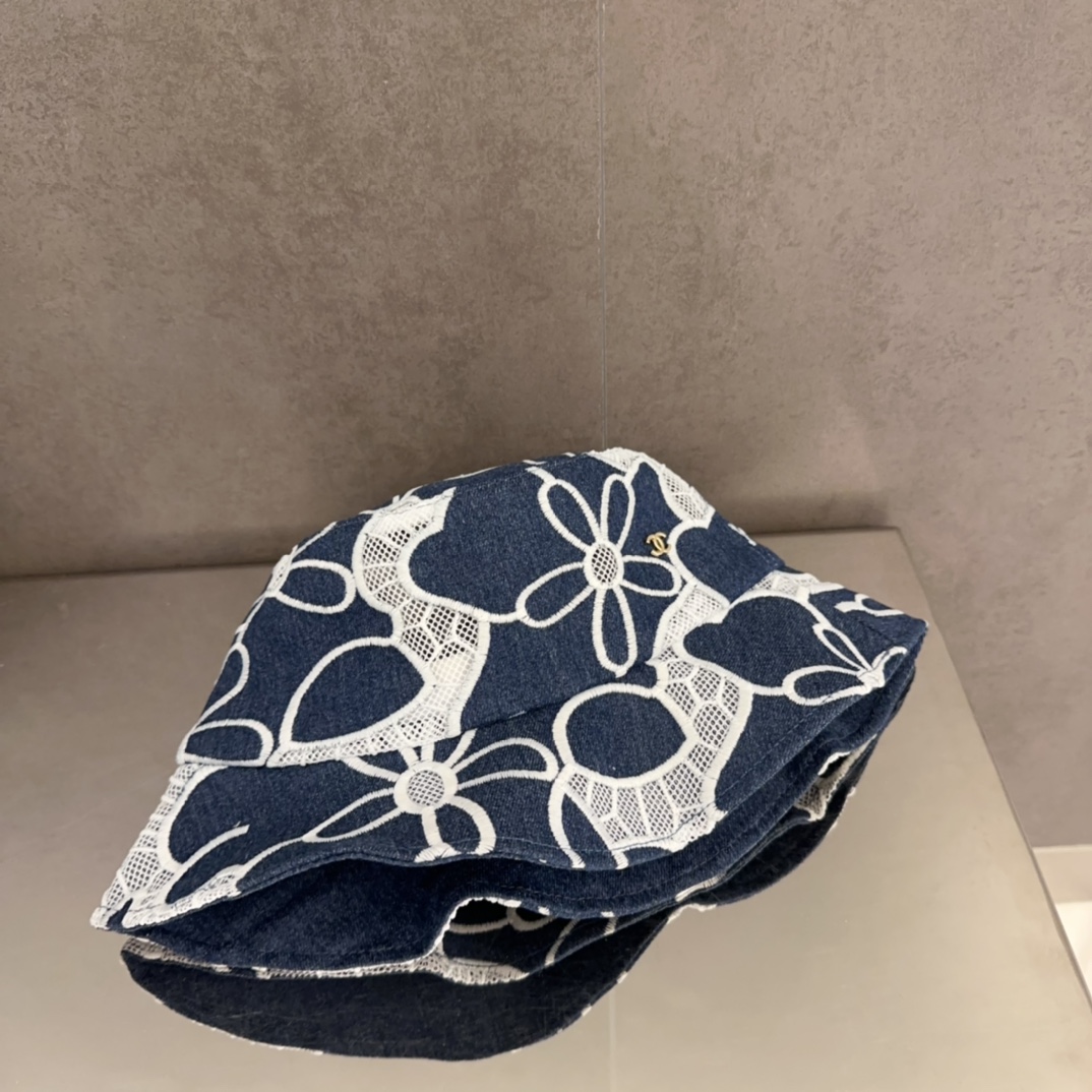 Chanel Denim Blue Vintage Floral Bucket Hat, Holiday Travel Essential 7 i1747848312 6160 5