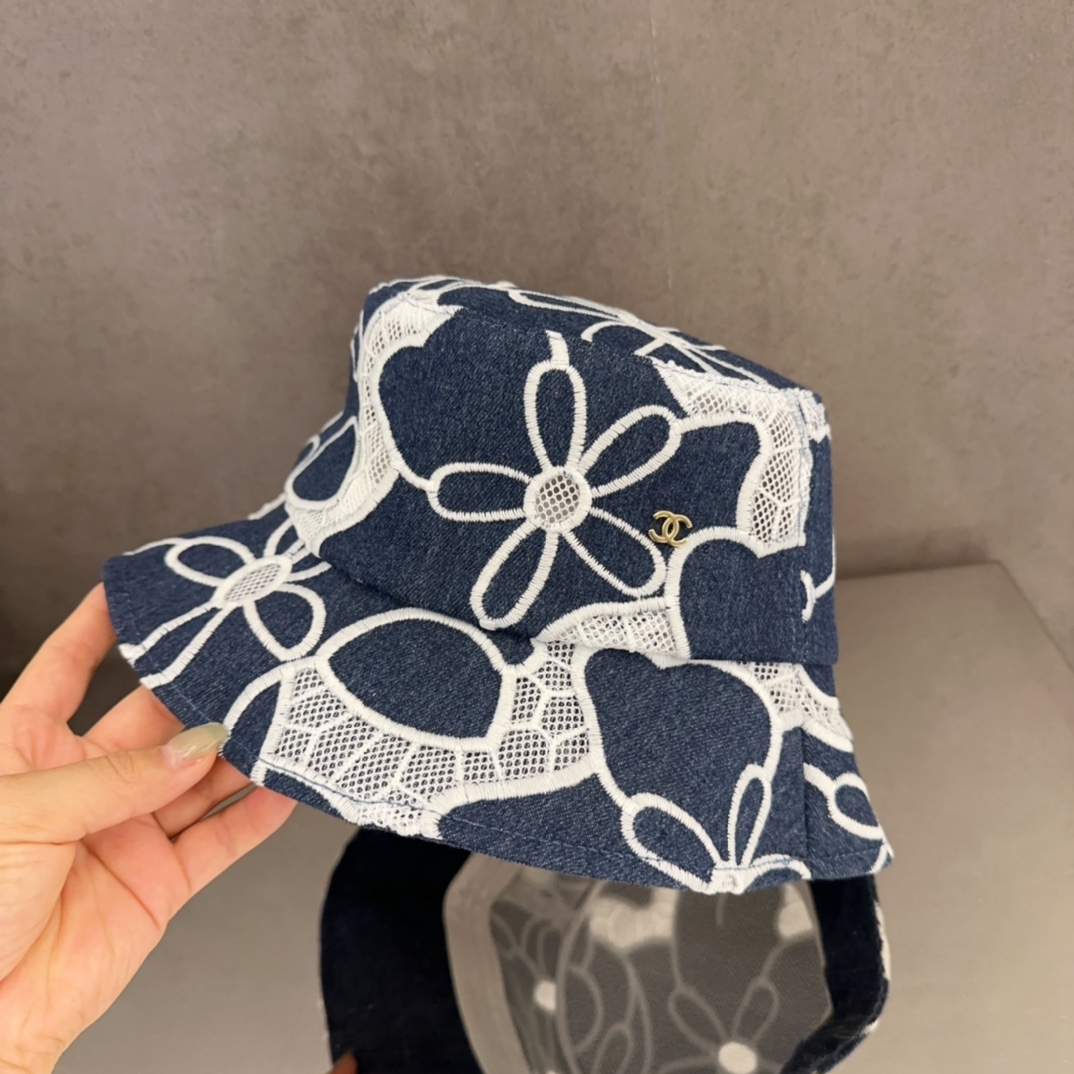Chanel Denim Blue Vintage Floral Bucket Hat, Holiday Travel Essential 8 i1747848312 7781 6