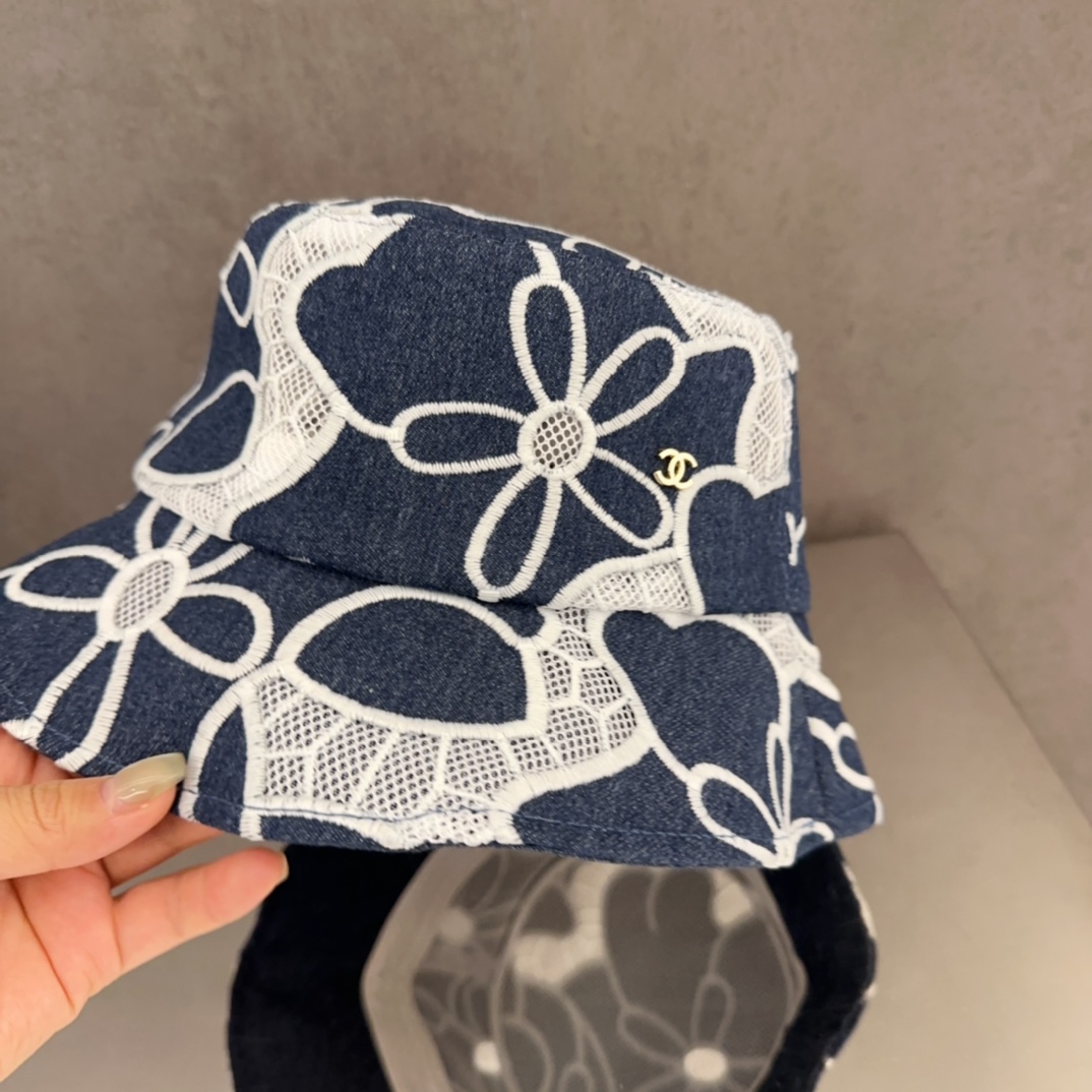 Chanel Denim Blue Vintage Floral Bucket Hat, Holiday Travel Essential 9 i1747848312 8232 7