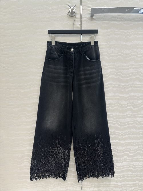 Chan Beaded Tassel Wide Leg Jeans, High-Waisted Denim Pants for Women 1 Chan Beaded Tassel Wide Leg Jeans, High-Waisted Denim Pants for Women