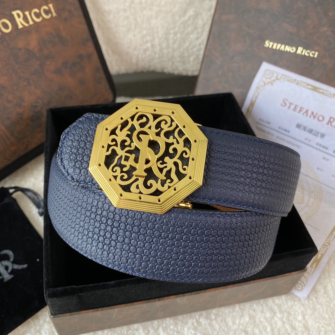 Ceinture en cuir Stefano Ricci avec boucle aigle en acier inoxydable