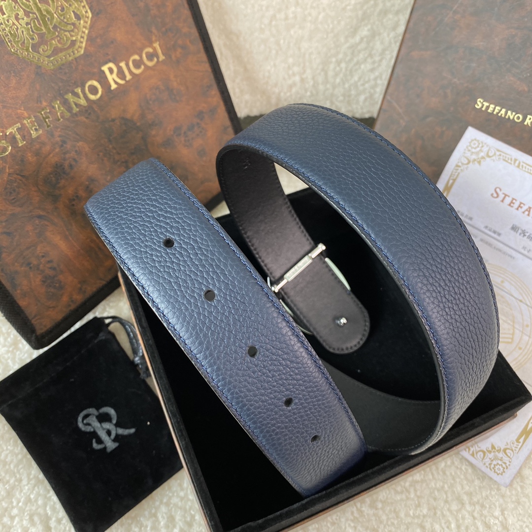 Stefano Ricci Men's Leather Belt with Eagle Buckle, 38mm Width 6 i1747886965 1351 4