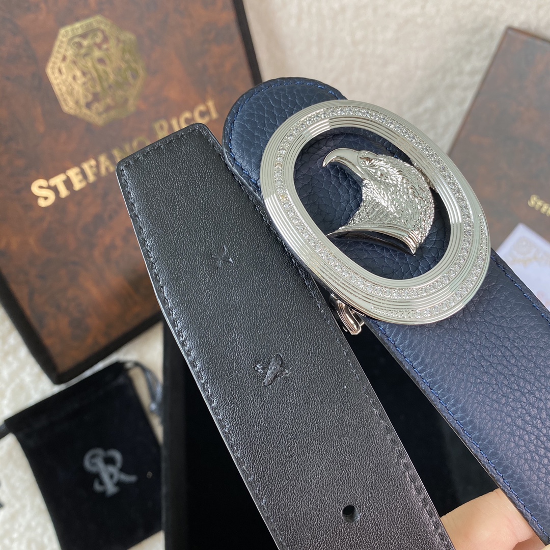 Stefano Ricci Men's Leather Belt with Eagle Buckle, 38mm Width 4 i1747886965 6233 2