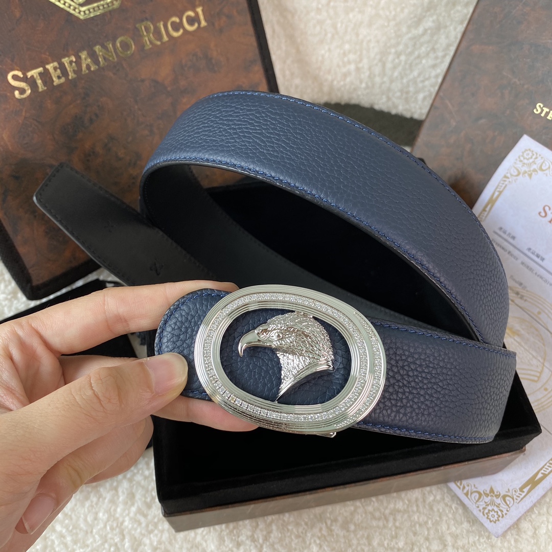 Stefano Ricci Men's Leather Belt with Eagle Buckle, 38mm Width 3 i1747886965 8424 1