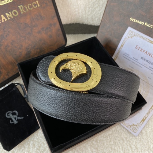 Stefano Ricci Men's Black Leather Belt with Golden Eagle Buckle, 38mm 1 Stefano Ricci Men's Black Leather Belt with Golden Eagle Buckle, 38mm