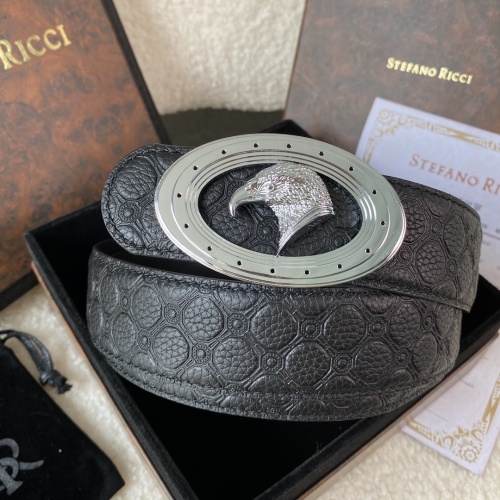 Stefano Ricci Classic Eagle Buckle Embossed Leather Belt - 38mm Width