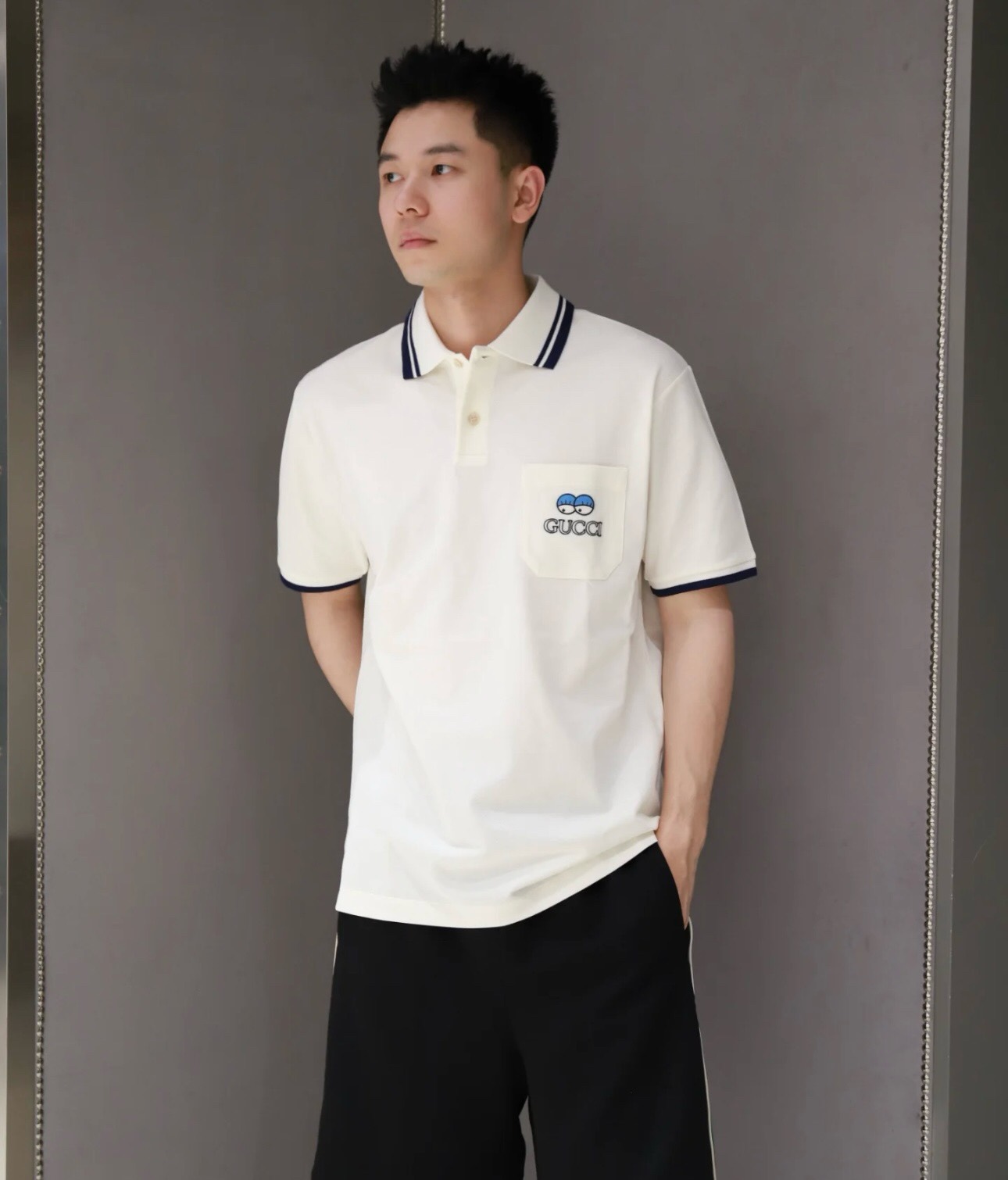 Gucci x Hattie Stewart Polo Shirt - Eye Embroidery, Pure Cotton, Casual Fit 5 i1747918603 3402 3