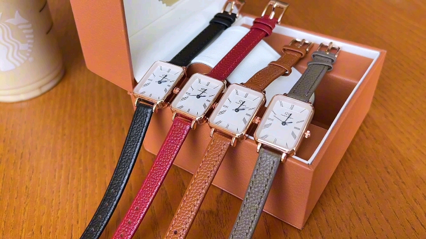 Daniel Wellington Women's Rectangular Dial Quartz Watch with Leather Band