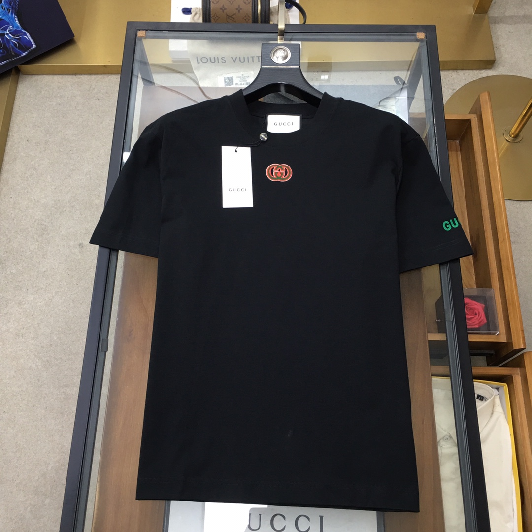 New Fashion Men’s Short-Sleeve T-shirt Brand “Gu.ci” with High-Quality Cotton Fabric - 图片 4
