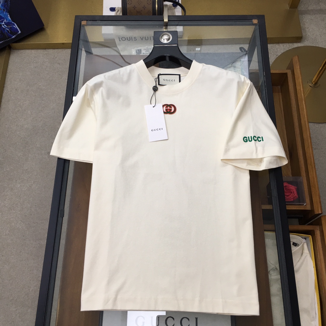 New Fashion Men’s Short-Sleeve T-shirt Brand “Gu.ci” with High-Quality Cotton Fabric - 图片 3