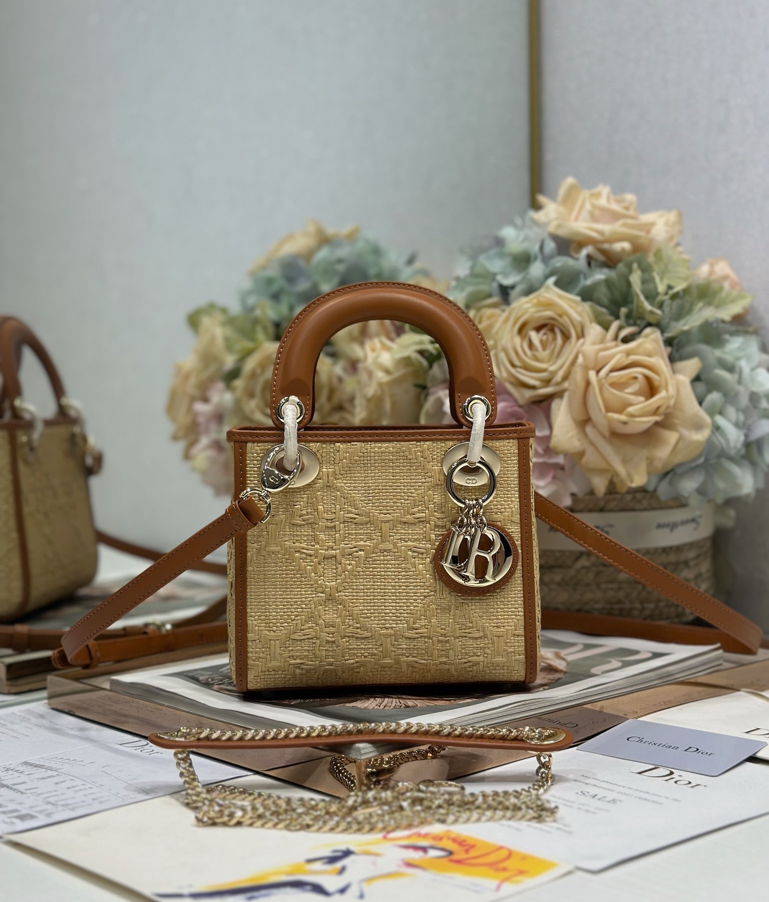 Lady Dior Mini Bag: Raffia Cannage, Leather Trim, Iconic Charm - Stylish & Elegant 2 i1747981427 6052 0
