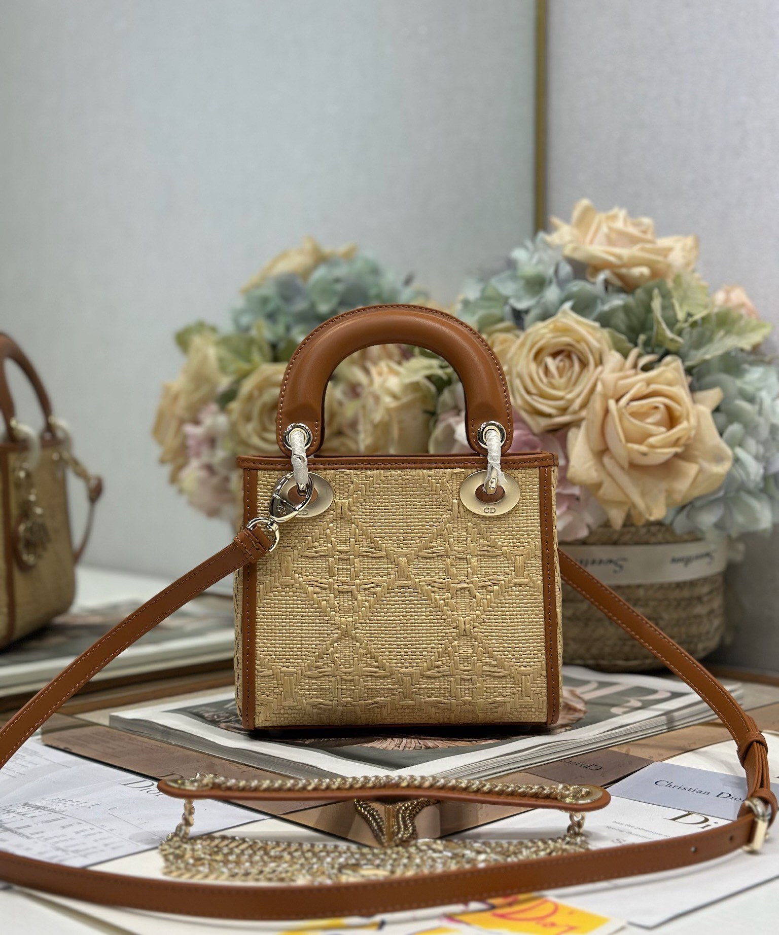 Lady Dior Mini Bag: Raffia Cannage, Leather Trim, Iconic Charm - Stylish & Elegant 6 i1747981427 8326 4