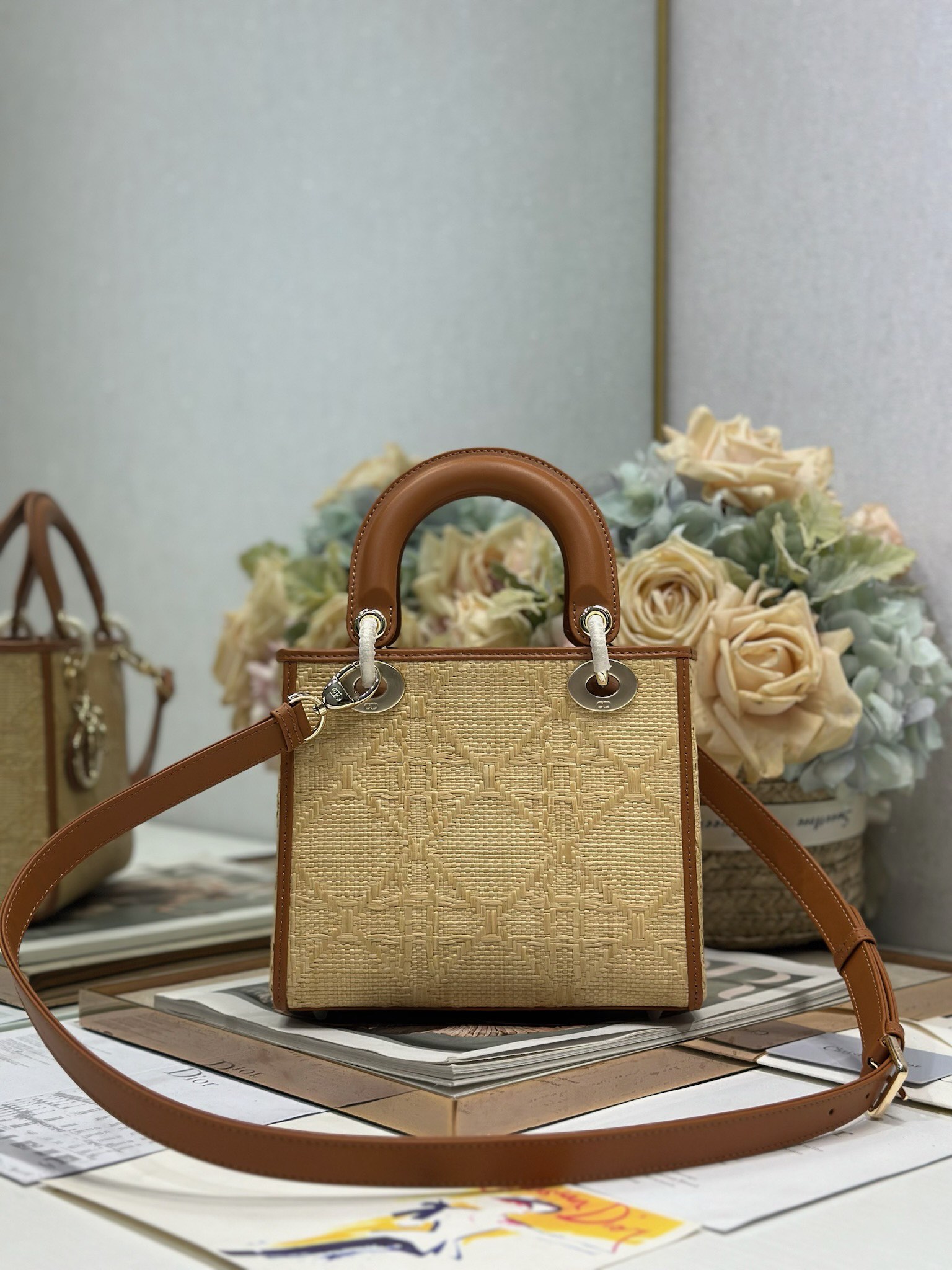 Lady Dior Raffia Mini Bag with Iconic Cannage Stitching and D.I.O.R. Charm 6 i1747983847 2244 4