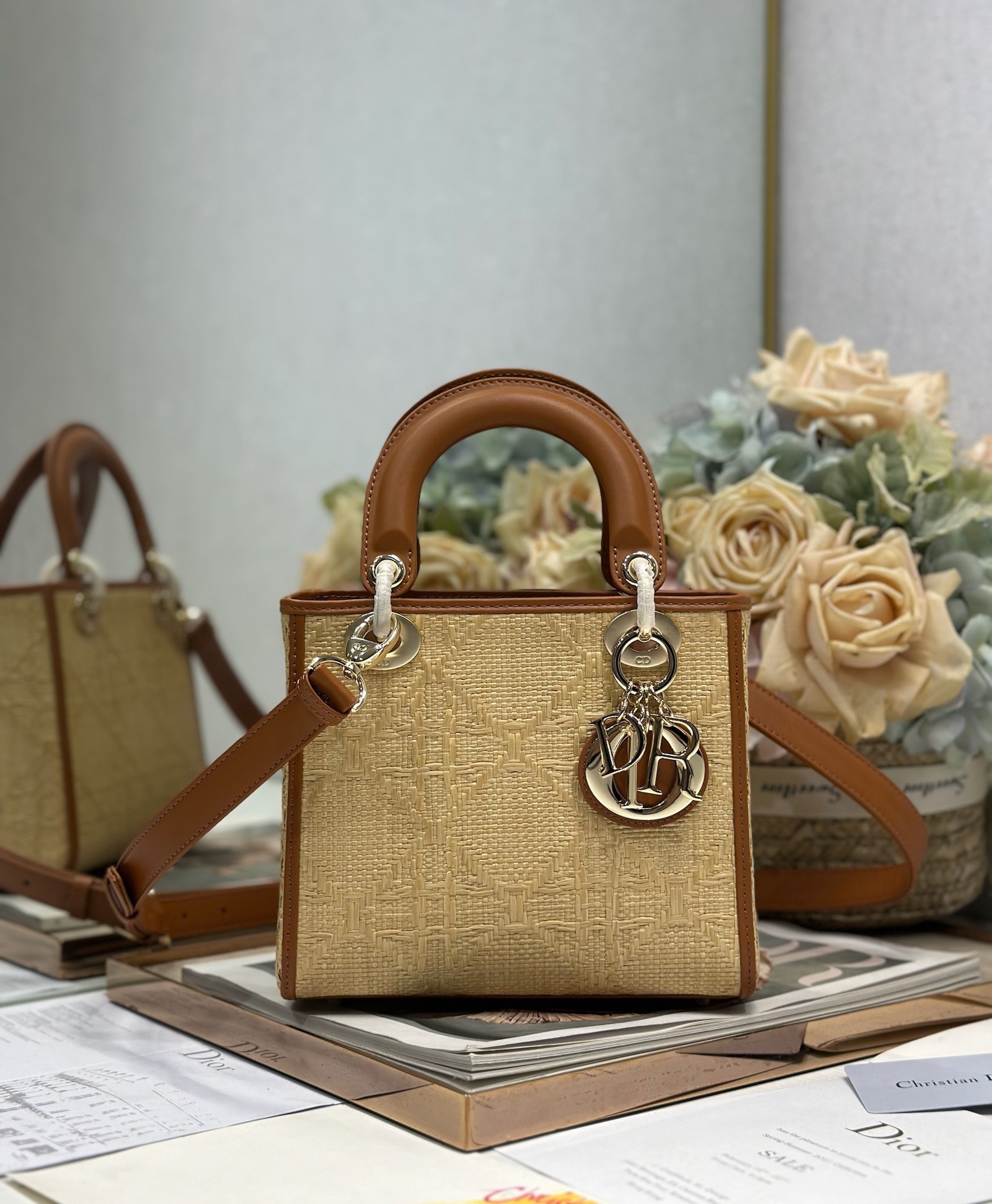 Lady Dior Raffia Mini Bag with Iconic Cannage Stitching and D.I.O.R. Charm 2 i1747983847 2909 0
