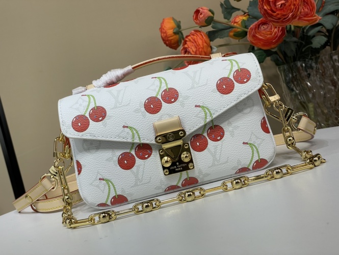 Louis Vuitton Pochette Métis East West White/Cherry Monogram Canvas Bag 1 Louis Vuitton Pochette Métis East West White/Cherry Monogram Canvas Bag