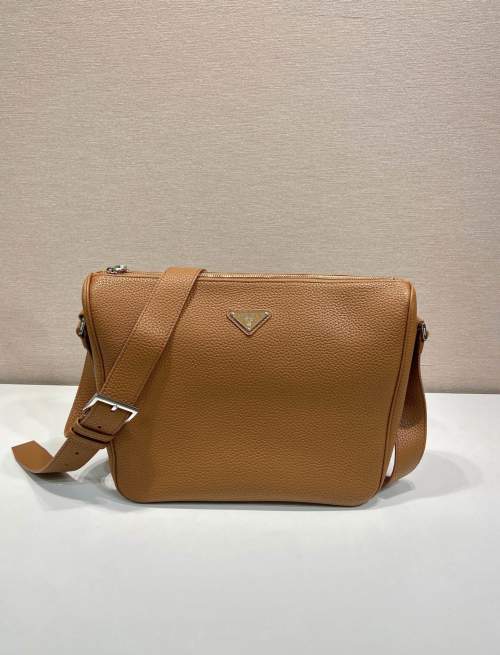 Prada Leather Messenger Bag - 2VH182, Adjustable Strap, Zipper Closure 1 Prada Leather Messenger Bag - 2VH182, Adjustable Strap, Zipper Closure