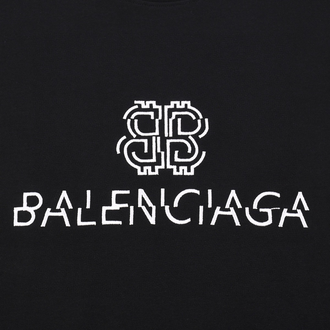 巴黎世家/Balenciaga 夏季新款 错位字母刺绣圆领短袖T恤