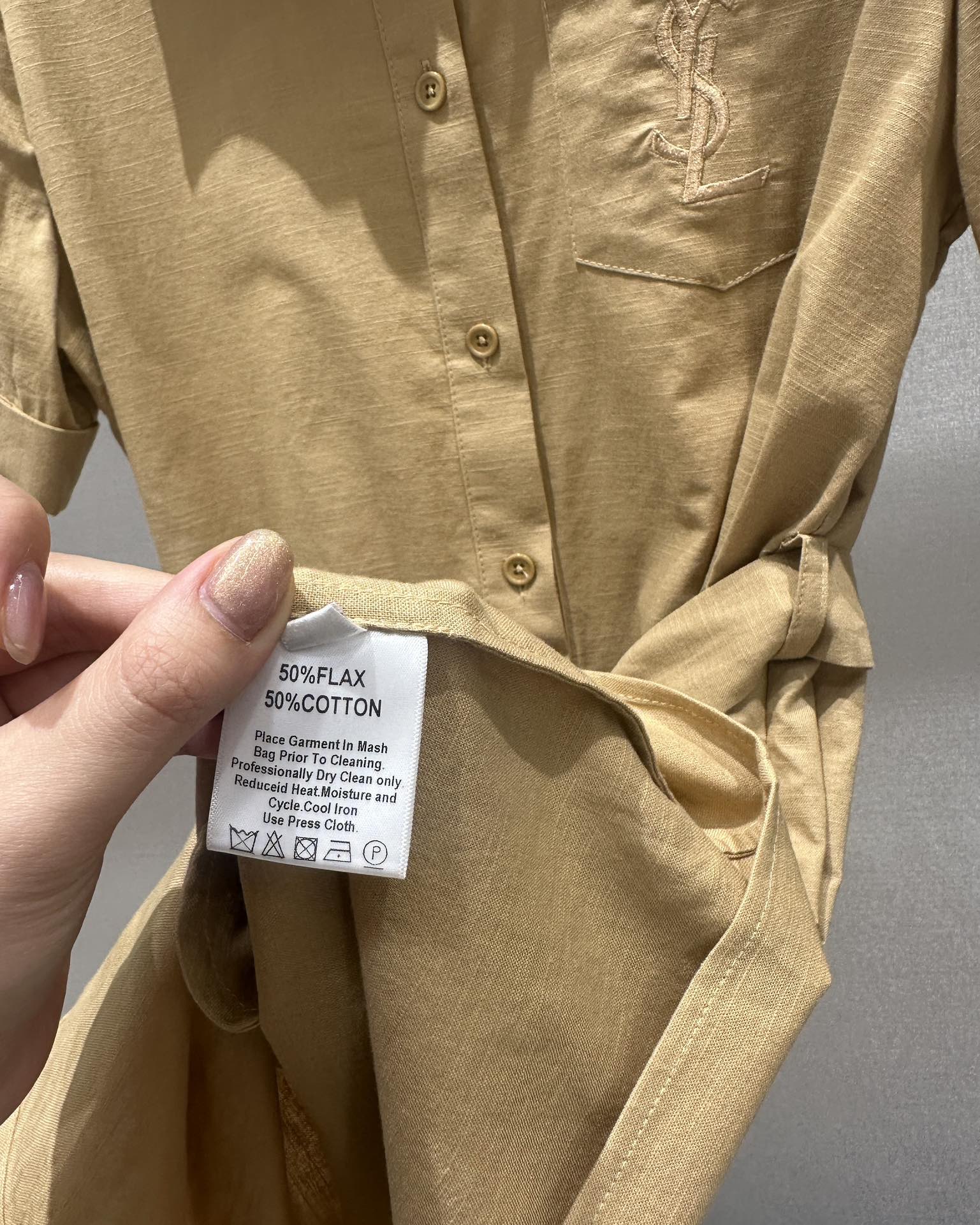 Minimalist Embroidered Logo Cotton Linen Shirt Dress - Chic & Comfortable 5 i1748084831 2753 4