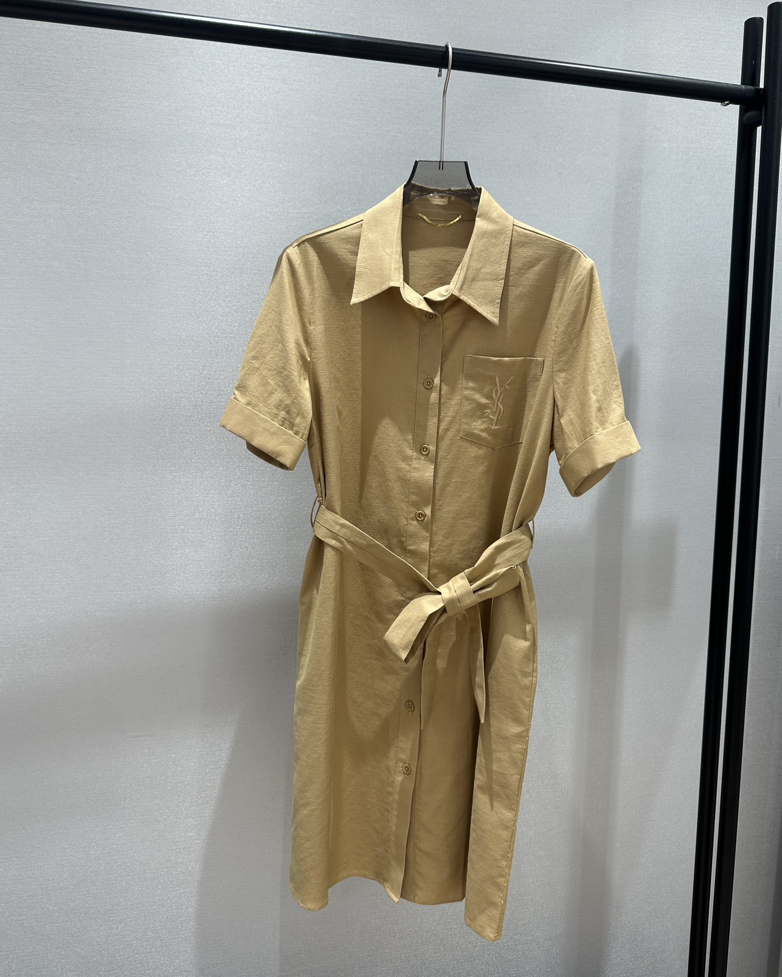 Minimalist Embroidered Logo Cotton Linen Shirt Dress - Chic & Comfortable 3 i1748084831 6347 2