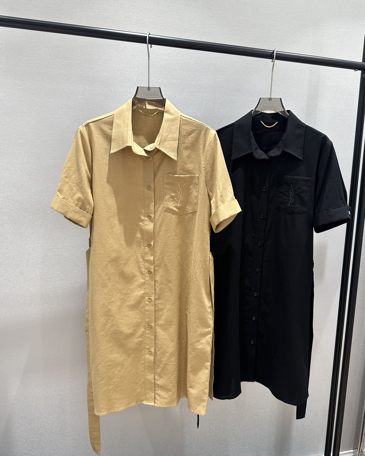 Minimalist Embroidered Logo Cotton Linen Shirt Dress - Chic & Comfortable 8 i1748084831 7926 1