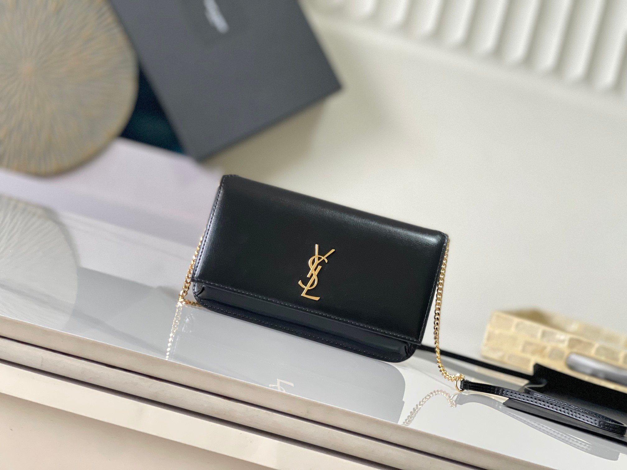 黑色 手搓纹 MONOGRAM Phone Holder 迷你链条包