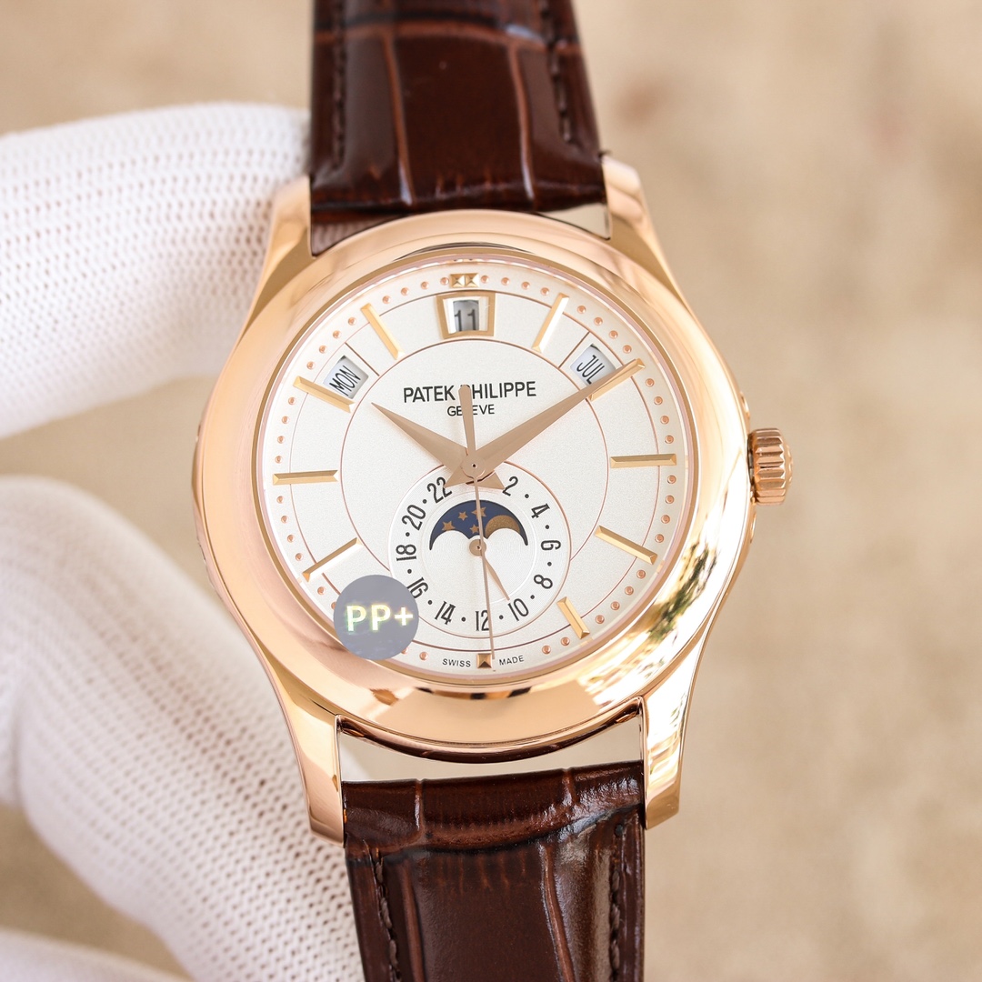 NO:337122,Unified PP+ Factory 110g counterweight version Patek Philippe Complex function timing 5205 series Size 40X11.4 Cal.324S movement collection date Week Month Moon phase Function is the same as the genuine product, sapphire mirror, original same version of lantern folding buckle, truly restore the original hand-held and wearing texture, Patek Philippe19860909统一 PP+ Factory110克配重版 百达翡丽 Patek Philippe  复杂功能计时5205系列 尺寸40X11.4 Cal.324S机芯汇集日期 星期 月份 月相 功能同正品一致 ,蓝宝石镜面 ,原装同版灯笼折叠扣  真正还原原装上手及佩戴质感,,patek philippe,Watch