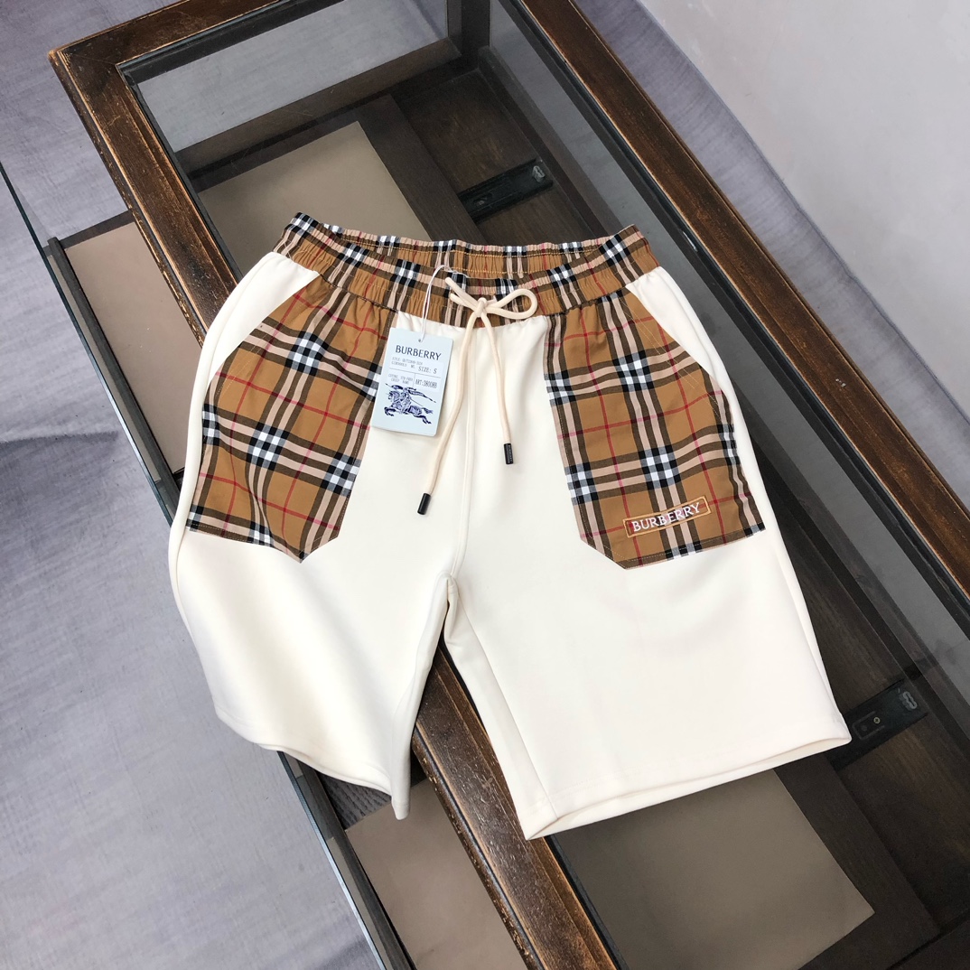 P100 C✨BUR*BERRY Los últimos pantalones cortos casuales de Burberry 2025, tela personalizada ~ empalme de bolsillos a c…