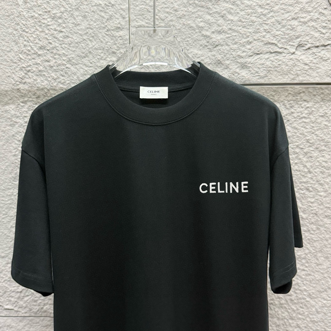 Celi* 塞琳 2025春夏款 简约字母刺绣个性logo 定制双纱平纹纯棉面料 短袖T恤 男女同款 尺码： S （90-130斤） M （120-150斤） L （140-165斤） XL （160-180斤） XXL （180-210…
