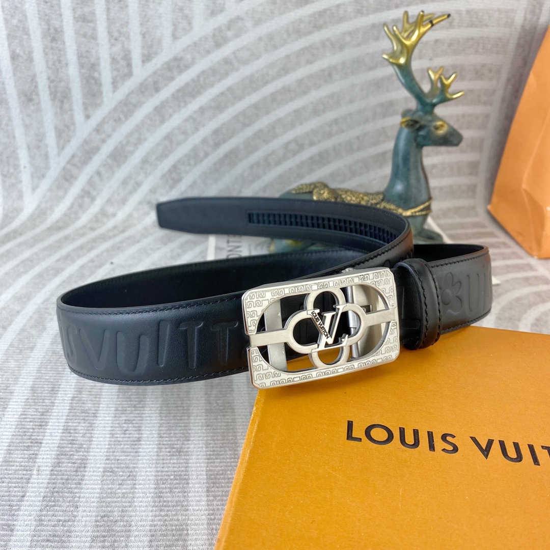 LV💕 特种皮腰带自动带系列 ，原厂五金精品不锈钢扣，手感柔软舒适 宽3.5CM。