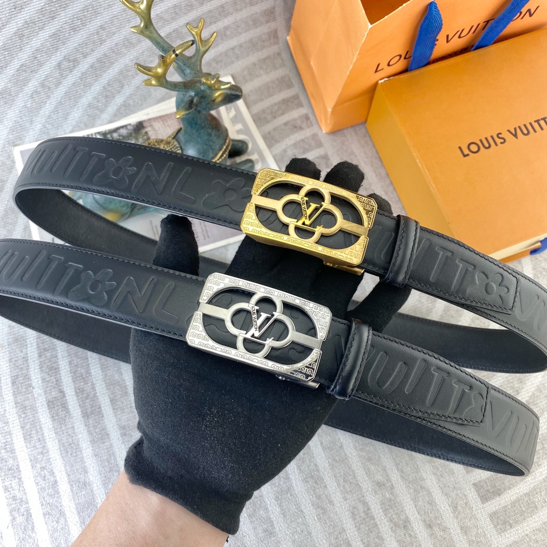 LV💕 特种皮腰带自动带系列 ，原厂五金精品不锈钢扣，手感柔软舒适 宽3.5CM。