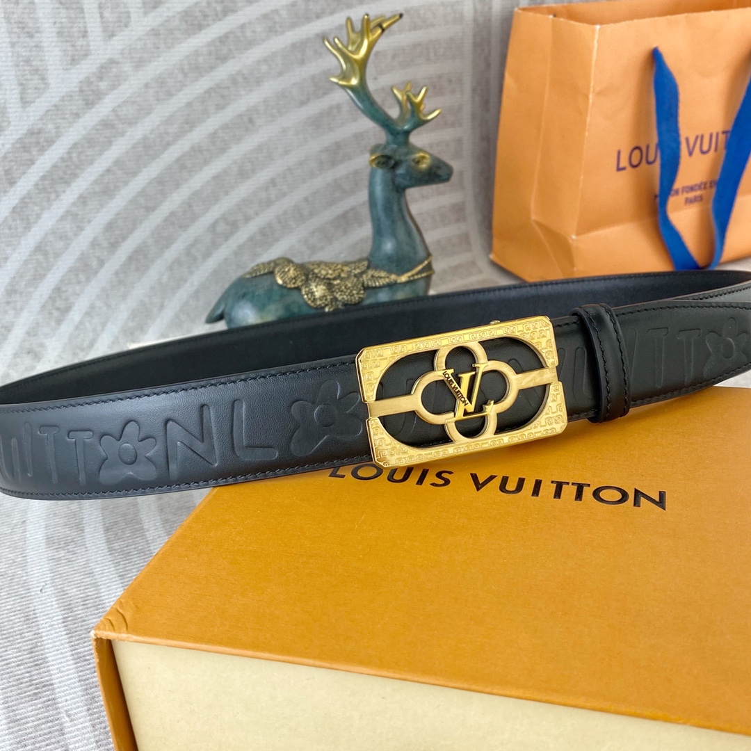 LV💕 特种皮腰带自动带系列 ，原厂五金精品不锈钢扣，手感柔软舒适 宽3.5CM。