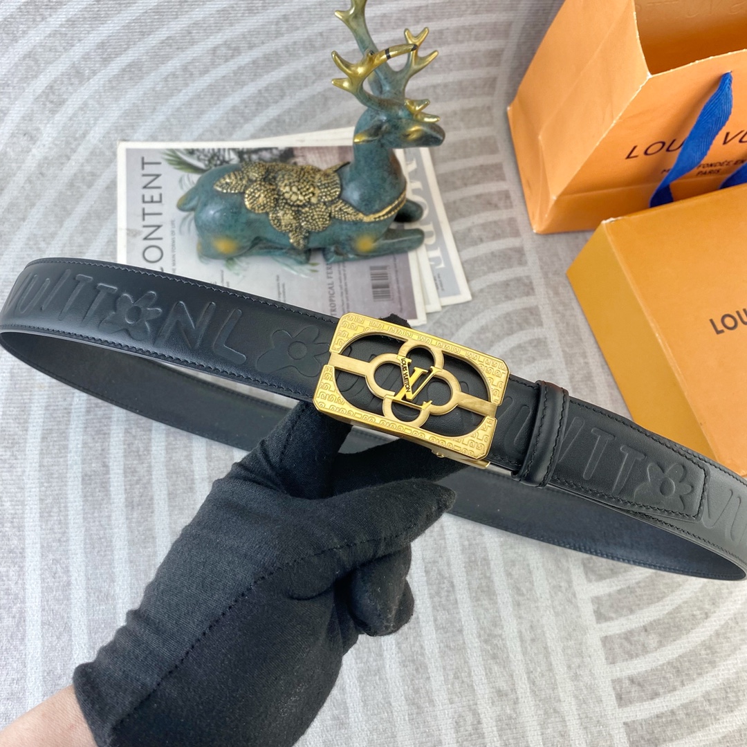 LV💕 特种皮腰带自动带系列 ，原厂五金精品不锈钢扣，手感柔软舒适 宽3.5CM。