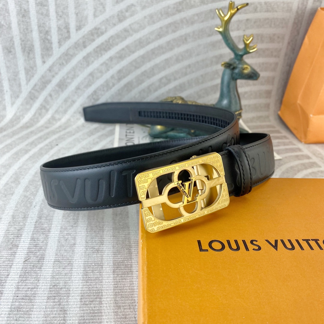 LV💕 特种皮腰带自动带系列 ，原厂五金精品不锈钢扣，手感柔软舒适 宽3.5CM。